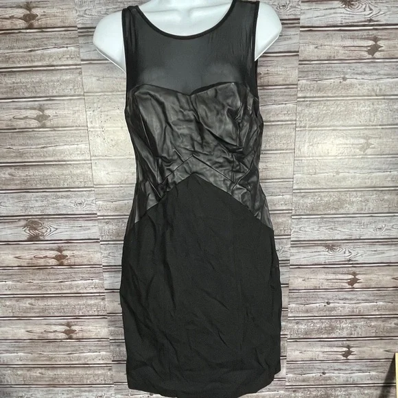 faux leather mesh dress Buckaroo Mesh Faux Leather Dress main image 1